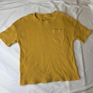 NWOT cat‎ & jack 4T tee waffle top mustard color with pocket